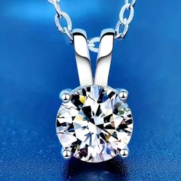 ASQ Spectacular 1ct Moissanite Diamond Necklace - Picture 1 of 16